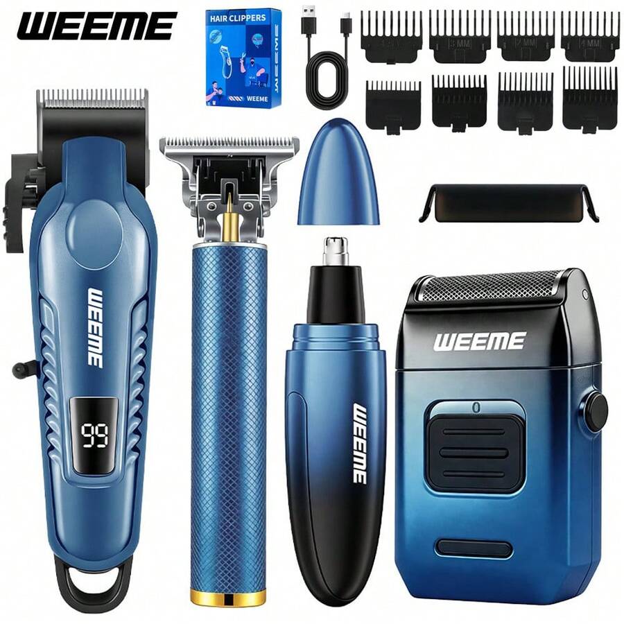 WEEME 4pcs/3pcs/1pc Rechargeable Men's Hair Clipper And Trimmer Set