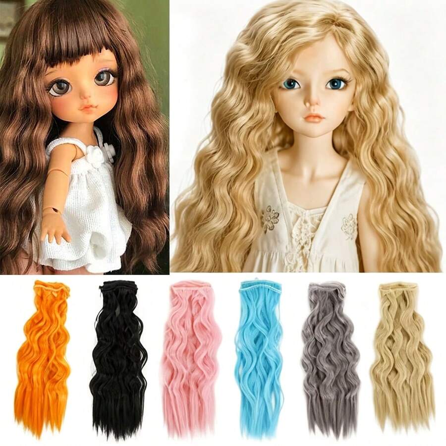 A 10-Inch Long DIY Hair Cap For BJD Doll With Fringe And Raw Headband For BJD Hair Curtain - Multicolor - View 1