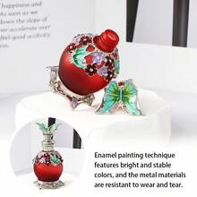 A 0.51 Oz Painted Butterfly Enamel Dropper Glass Bottle With Floral Embellishment, Refillable For Perfume And Essential Oil Storage, Portable And Reusable, Unscented, Home Decor Accessory (Empty Bottle, Unscented). - View 4