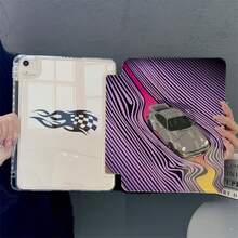 1PC Retro Racing Car Print Tablet Case 3+Y Fold Multi-Angle Magnetic Stand Tablet Case With Pen Slot & Auto Sleep/Wake Protective Cover, Compatible With IPad PRO/AIR, Compatible With SAMSUNG,Compatible With XIAOMI Pad 5/6/21,Compatible With Oppo Pad,Compatible With Huawei Matepad,Compatible With Honor Pad - Multicolor - View 2