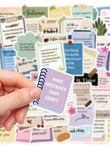 50PCS,Encouraging Comments Mobile Phone Stickers,PVC Material,Scrapbook Supplies,Creative And Aesthetic Design Sticker,Suitable For Mobile Phone Cases,Tablets,Laptops,Suitcases,Cars,Notebooks,Helmet,Guitar,Skateboard,Storage Box,Computer, - Multicolor - View 9