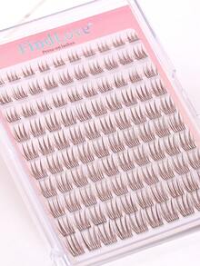 FindLove 100Clusters Natural Brown Lashes With Adhesive DIY Pre Glued Lash Extensions C Curl 8-16mm Press-On Eyelash Idol Wispy Lash Reusable Individual Eyelashes Natural Soft Lightweight Mix Style Lash Clusters For Self Use At Home Or Travel Makeup Tools - C - View 8