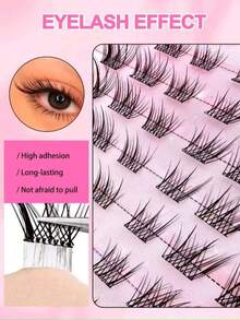 60 قطعة رموش ذاتية اللصق بتصميم C Curl، كثيفة وحجمية، بطول مختلط من 8-16 ملم، لإنشاء مكياج عيون الثعلب الطبيعي، رموش صناعية، رموش صناعية - L - مشاهدة 3