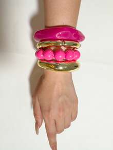 Fashion Old Money Style Exquisite Versatile Bracelet & Bangle Set, Designed For Vacation And Travel - 32975-bra-rose Pink - View 7