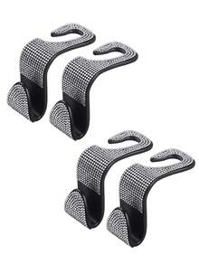 4/2/1pcs Car Seat Headrest Hooks Shiny Crystal Headrest Hook, Car Rear Seat Hook Back Row Hook For Wallet Handbag Clothing Grocery Bag Red - A - View 30