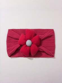 1pc New Solid Color Jacquard Headband Cute Five-Petal Flower Fashionable Soft Thin Hair Accessory - Multicolor - View 7