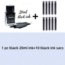 shi sheng 20ML Multi-Color Non-Carbon Ink For Fountain Pen. Non-Blocking Ink For Artistic Hand-Drawing. Smooth Writing In Black, Red, Blue, Etc. - 20ml Non-carbon Ink + 10 Black Ink Cartridges - View 22