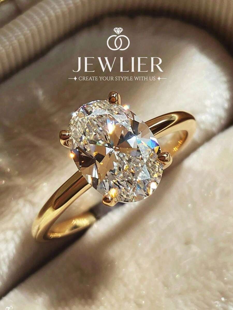 1ct/2ct/5ct/8ct 閃耀橢圓形鑽石女款訂婚戒指，婚戒、承諾戒、永恆戒，精緻珠寶禮物