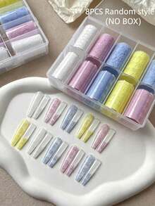 10/8/4/1pc Macaron Lace Nail Art Transfer Paper French Hollow Mesh Floral Stickers Nail Decoration Print - Multicolor - View 9