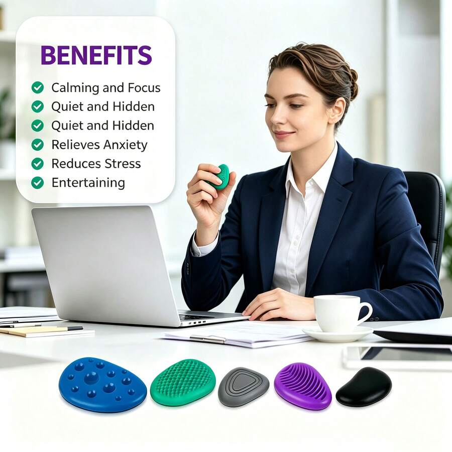 1 Pack Of 1/6/12/18/24-Piece Finger Sensory Stones: Soft Texture Hand Massage Tools For Teenagers - Hand Training Props, Random Styles And Colors - Multi-color - View 1
