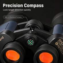 1pc 25X60 High Magnification Large Aperture Binoculars With Built-In Azimuth Compass, Classic Porro Prism Structure, Large Objective Lens Design, Sufficient Light Intake And Wide Field Of View, Suitable For Outdoor Adventure Enthusiasts, Bird Watchers, Sports Event Spectators, Mountain Climbing Explorers, Bird Watching, Sports Events Viewing - Multicolor - View 7