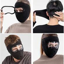 Winter Thickened Windproof Face Mask Unisex Windproof Cold Protection Full Face Head Cover For Electric Bike Riding (Black) - Black - View 4