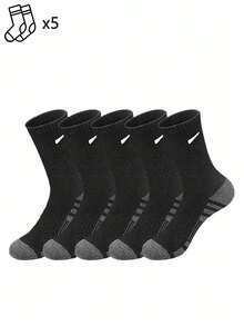 1/5/10/20 Pairs Men's Small Hook Pattern Mid-Calf Socks, Striped Sole Design, Simple Versatile, Comfortable Soft Sports Running Socks - Multicolor - View 23