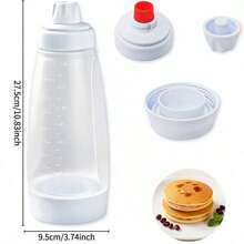 1pc Pancake Batter Dispenser & Mixer, Manual Shake Stirring Bottle - Perfect For Making Cupcakes, Waffles, Cakes And Baked Goods - Easy Squeeze Design, Precise Portioning, Smooth Mixing, Kitchen Baking Essential, Kitchen Gadget - Multicolor - View 3