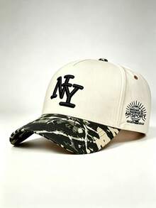 1pc Men NY Letter Embroidered Baseball Cap, Side Print,Color Block Adjustable Snapback Hat, Fashion Casual Sun Hat For Street Travel Hiking Party Outdoor Sports - Multi-color - View 12