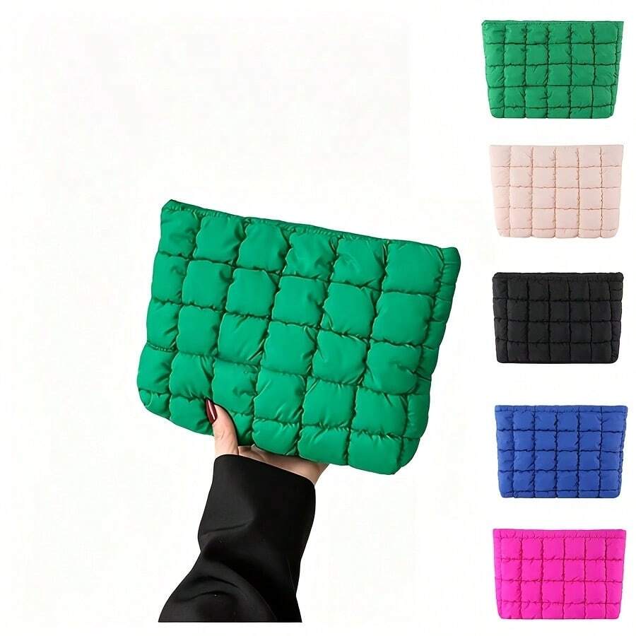 Puff Quilted Makeup Bag, Large Capacity Portable Travel Toiletry Bag, Women's Cloud Air Cushion Storage Bag, Handheld - Multicolor - View 1