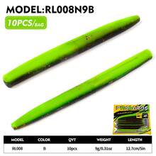 PRO BEROS PROBEROS 10Pcs Senko Soft Plastic Stick Baits, Wacky Worm Fishing Lures Glitter Ribbed Soft Stick Worm, Multi‑Color Artificial Bait For Bass Freshwater Fishing Tackle - 9g/12.7cm - View 6