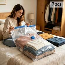 YUNRUX 7-Piece Jumbo Vacuum Storage Bag Set For Clothing & Bedding, Reusable Storage Bags For Travel & Home, Space-Saving - View 1