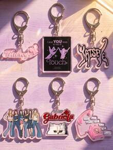 1pc/6pcs Katseye Girl Group Acrylic Keyring Packs, Can Be Used As Backpack Charm, Car Keychain Or Fan Collectible, Suitable For Daily Wear, Concert Support, Fan Meeting, Also A Special Gift For Fan Friends, Applicable For All Seasons. - Multicolor - View 1