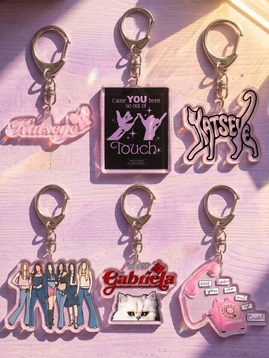 1pc/6pcs Katseye Girl Group Acrylic Keyring Packs, Can Be Used As Backpack Charm, Car Keychain Or Fan Collectible, Suitable For Daily Wear, Concert Support, Fan Meeting, Also A Special Gift For Fan Friends, Applicable For All Seasons. - Multicolor - View 1