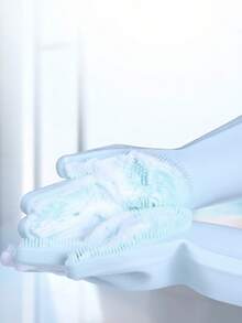 1 Pair Silicone Pet Bathing Gloves, Thickened Scratch & Bite Resistant Kitchen Cleaning Massage Gloves, Hanging Design, Fits Most Adult Hand Sizes - Multicolor - View 6