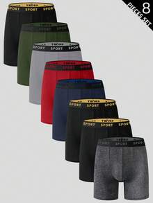 8pcs/Set Men's Letter Printed Elastic Waistband Comfortable Boxer Briefs - Multicolor - View 13