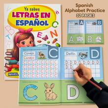 Lachilly Spanish Full Color Alphabet & Number Practice Book Kindergarten Preschool Education Tracing Learning Activity Book Handwriting Practice Book Spanish Learning Material Teaching Aid - Multicolor - View 15