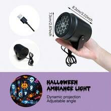 RGB Halloween Projection Light, Multi-Color Pattern Atmosphere Lamp, USB Plug And Play, Adjustable Angle, Freely Positionable, Suitable For Bedroom Bedside, Living Room, Cafe, Holiday Party Decoration, Gift, Christmas Pattern Projection Light - Projector - View 4