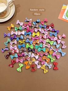 40pcs Random Color Floral Bow Hair Clips, Sweet Style Hair Accessories Suitable For Daily Wear - Multicolor - View 8