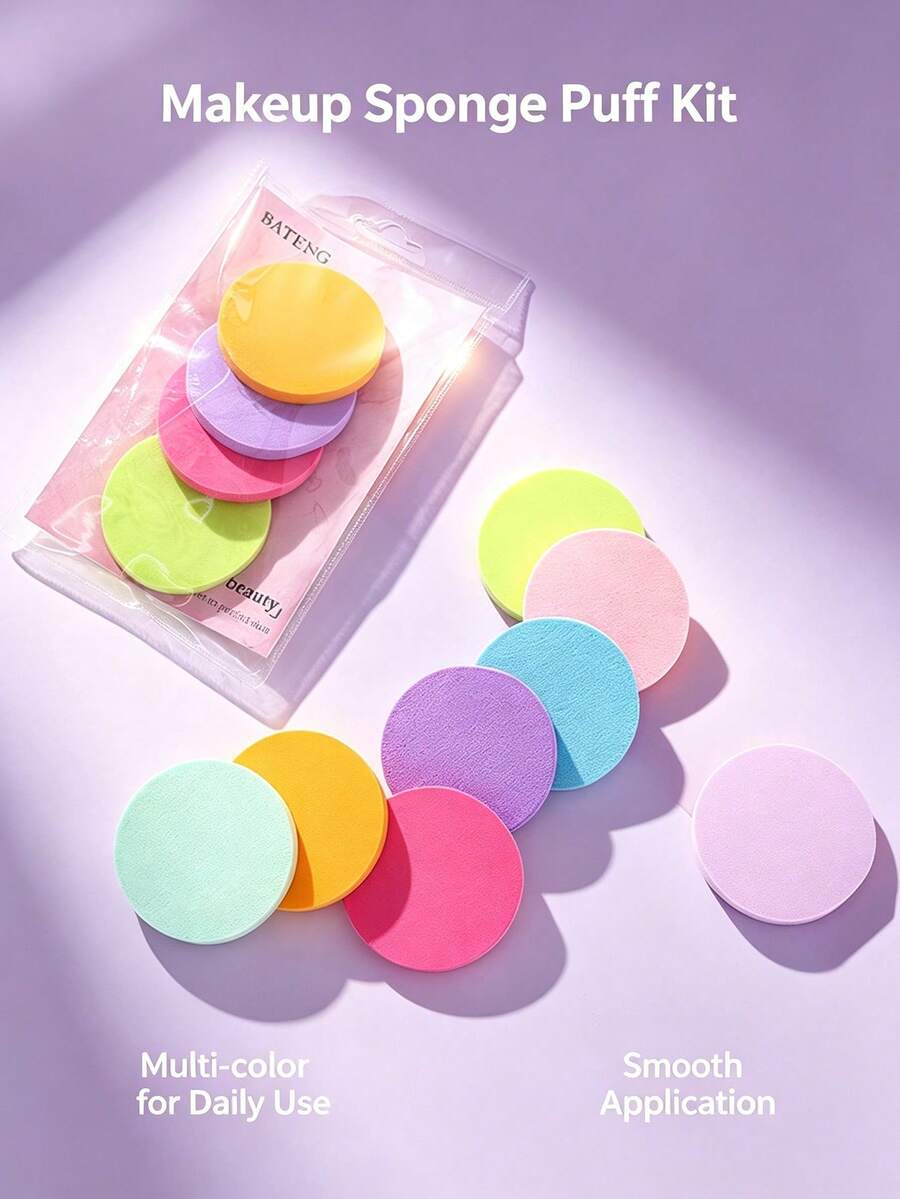 6-Piece Flour Foam Puff Set, Soft Velvet, Decorated With Bows, Cosmetic Puffs For Facial Makeup And Beauty Tools, In Y2 Style, With Delicate Bows, Suitable For Both Wet And Dry Use For Daily Makeup, Ideal As A Holiday Gift. - Multicolor - View 1