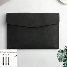 A4/PU Leather Document Bag, Envelope Folder With Magnetic Closure & Pen Slot, Multi-Functional Office Storage Folder For Business, School, And Meetings - PU Folder - View 12