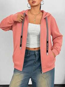 Plus Size Sweatshirts & Hoodies - Coral Pink - View 4