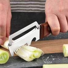 Ergonomic Wooden Handle Stainless Steel Peeler 3-In-1 Fruit & Potato Peeler Bottle Opener Kitchen Peeling Cooking Tool - Apricot - View 5