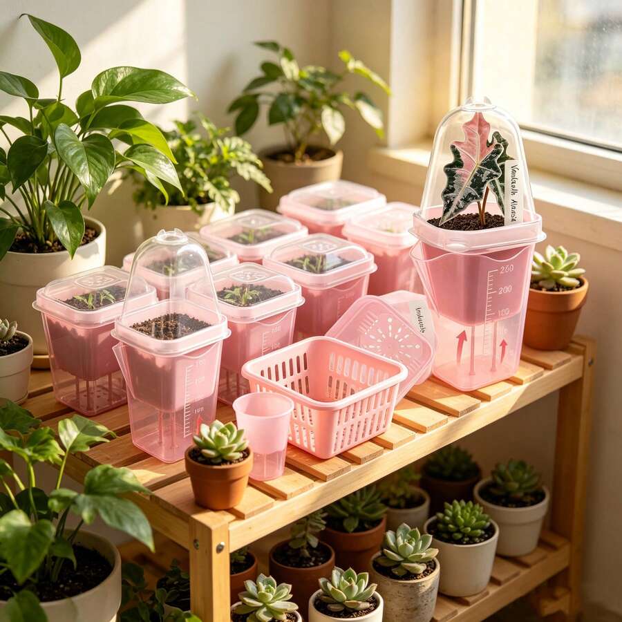 1/4/6/8/10pcs Minimalist Square Plant Pots With Lid, Thickened Seedling Boxes For Succulents, Dry And Wet Separation Design - Seedling Tray - View 1