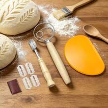 9Pcs Complete Home Bread Baking Kit, Stainless Steel Danish Dough Whisk, Bread Scoring Lame And Plastic Dough Scraper, Practical Baking Gadget For Pastry Cake Dessert Pizza Home Bakers - View 3