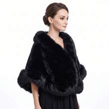 Women's Faux Fur Shawl, Suitable For Evening Gown, Faux Fur Short Cape Scarf, Suitable For Wedding_Party_Performance - Multicolor - View 3