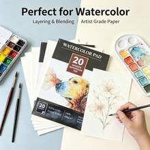 Watercolor Pad 20 Sheets 300gsm Cold Press Water Colour Paper Pad, Acid‑Free Sketch Drawing Notebook For Artists Students Beginn - Single Piece - View 2