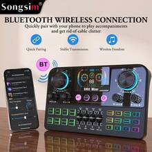 Songsim-SX03 Professional Vocal Mixer, Dedicated Sound Card For Live Streaming/Recording, Supports EQ Adjustment, Track Control, Reverb Adjustment, Bluetooth Accompaniment Multi-Function Digital Sound Card, Suitable For Live Streaming, Recording, Gaming, Singing, Musical Instruments - Multicolor - View 4