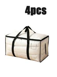 1pc Large Capacity Storage Bag, Transparent Zipper Storage Bag, Portable Waterproof & Moisture-Proof Fabric Storage Box, Bedding Storage Bag - Foldable Organic Storage Bag For Clothes, Bedding, Quilts, Toys, Pillows - Black - View 8