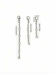 3pcs Silver Stainless Steel Necklace Extension Chains, Suitable For Making Bracelets, Anklets, Etc., Ideal Choice For Jewelry Making. With Extension Ends, Perfect For Making Necklaces, Bracelets, Anklets, Waist Chains, Body Chains And Other DIY Jewelry Accessories. Available In Gold And Silver Colors, Ideal Choice For DIY Projects - As Shown In the Figure - View 3