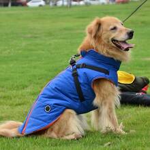 狗狗冬季保暖衣 小型犬寵物衣服 內建胸背帶背心式保暖棉外套 藍色 - 寶藍色 - 查看 6