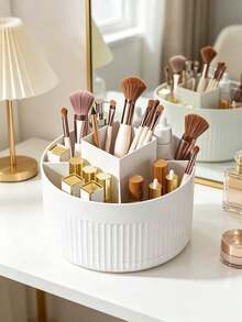 1pc 360° Rotating Makeup Organizer, Transparent Cosmetic Display Rack, Large Capacity Vanity Storage Organizer, Suitable For Lipstick, Brushes, Creams, Eyeshadow, Nail Polish And Jewelry, Desktop, Bathroom, Vanity Makeup Storage Box - Multicolor - View 12