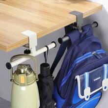 Clip‑On Adjustable Hanging Rod, No‑Drill Desktop Side Hanger, Multi‑Functional Storage Rack For Home, Office, Dorm, Kitchen And Bathroom, Space‑Saving Organizer For Clothes, Towels, Bags, Hats And Scarves - View 9