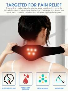 2pcs Magnetic Therapy Neck Heating Pad With Adjustable Breathable Strap, Muscle Relaxation, Tourmaline And Magnetic Filling Self-Heating System, Medium Neck Support Care, Home Magnetic Therapy Relaxation, Comfortable Warm Wrap - Two-piece set - View 5