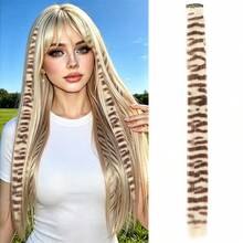 45cm/18" Feather Hair Extension Clip-In Hidden Hairpiece, Gothic Style Black Striped Texture, Multi-Color Festive, Suitable For Beginners, Natural Looking Synthetic Fiber For Christmas, Carnival, Role Play, Party, Birthday - Multicolor - View 16