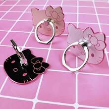 SANRIO 1pc Cute Hello Kitty Phone Stand - Alloy Phone Ring Holder, Kawaii Cartoon Cat Design, Universal Phone Grip, Foldable Finger Support Stand, Suitable For Smartphones - Multicolor - View 3