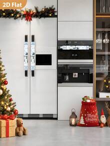 1/2Pcs Christmas Refrigerator Handle Covers, Christmas Snowman & Snowflake Pattern, With Hook And Loop, Suitable For Refrigerator, Oven, Microwave, Dishwasher, Christmas Holiday Kitchen Decor - View 6