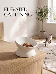 Non-Slip Tilted Ceramic Pet Bowl With Base, Suitable For Cats And Dogs, Reduces Neck Pressure, Improves Digestion, Cute Anti-Tip Ceramic Cat Food/Water Bowl, Suitable For Indoor Cats - A - View 2