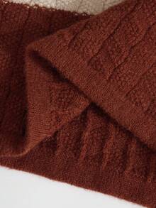 Vintage Contrast Color Turn-Down Collar Cable Knit Young Boy Casual Autumn Sweater - Multicolor - View 5