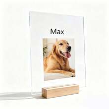 Customized Acrylic Photo Frame For Couples - Personalized Name And Photo Desktop Plaque With Wooden Base, Romantic Gift For Friends, Personalized Acrylic Photo Plaque With Wooden Stand, Customized Name And Photo Desktop Decor, Perfect Gift For Couples And Families - Multicolor - View 7
